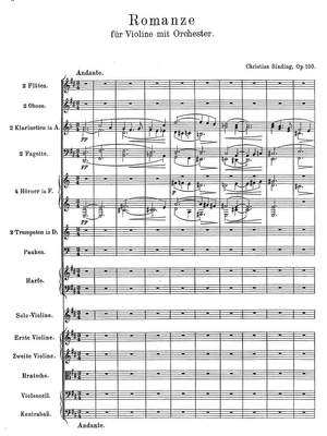 Sinding, Christian: Romance in D Major Op.100 for violin and orchestra