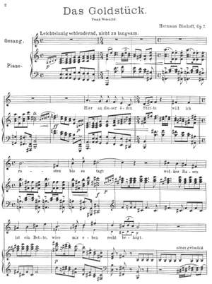 Bischoff, Hermann: Das Goldstück (nach Franz Wedekind) op. 7 for (medium) voice and piano