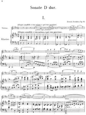 Straesser, Ewald: Sonate D-Dur op. 32 for violin and piano