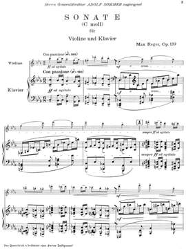 Reger, Max: Violinsonate c-Moll op. 139 for violin and piano