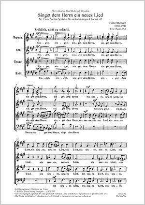 Fährmann, Hans: Singet dem Herrn ein neues Lied Op. 45/2