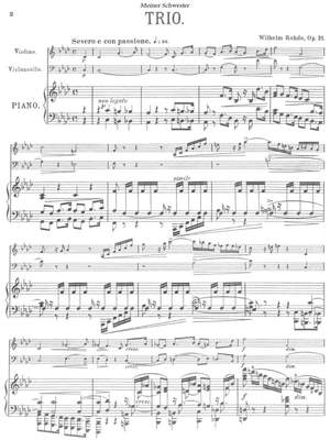 Rohde, Wilhelm: Piano Trio op. 21 for violin, cello and piano