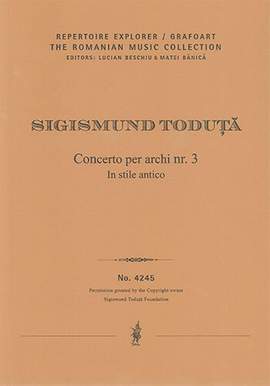 Toduta, Sigismund: Concerto per archi no. 3 in stile antico