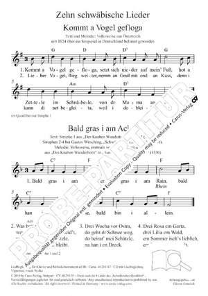Zehn schwäbische Lieder in Sätzen für Singstimme und Klavier und Melodieinstrument ad libitum