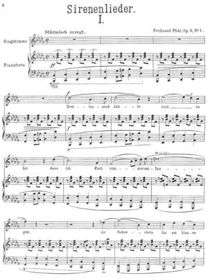 Pfohl, Ferdinand: Sirenenlieder. Dichtungen aus Max Haushofer’s “Die Verbannten” op. 9 for voice (mezzo-soprano) and piano