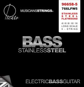 Picato 766lfw5 S/steel Flatwound Bass Set 45-130