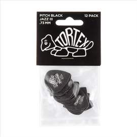Jim Dunlop Tortex 0.73 Pitch Blk Jazz Pl Pk Of 12
