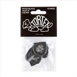Jim Dunlop Tortex 1.35 Pitch Blk Jazz Pl Pk Of 12