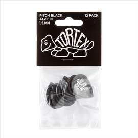 Jim Dunlop Tortex 1.5 Pitch Blk Jazz Pl Pk Of 12
