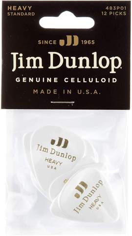 Jim Dunlop Celluloid Wht Hvy Pl Pk Of 12
