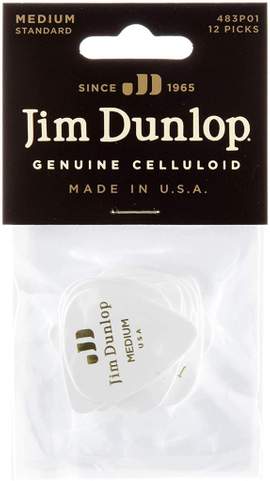 Jim Dunlop Celluloid Wht Med Pl Pk Of 12