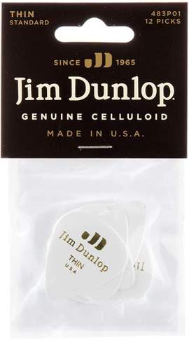 Jim Dunlop Celluloid Wht Thin Pl Pk Of 12