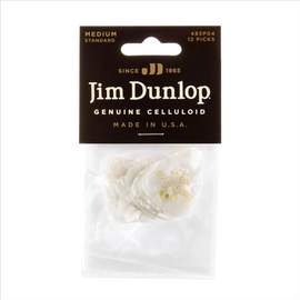 Jim Dunlop Celluloid Wht Pearld Med Pl Pk Of 12