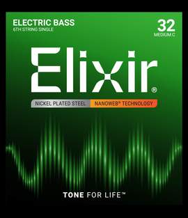 Elixir Nickel Plated Steel 6th Bass String Nanoweb  Medium (.032)