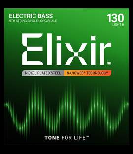 Elixir Nickel Plated Steel 5th Bass String Nanoweb Long Scale, Light B (.130)