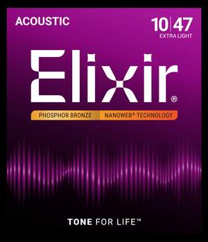 Elixir Phosphor Bronze Acoustic Guitar Strings Nanoweb Extra Light (.010-.047)