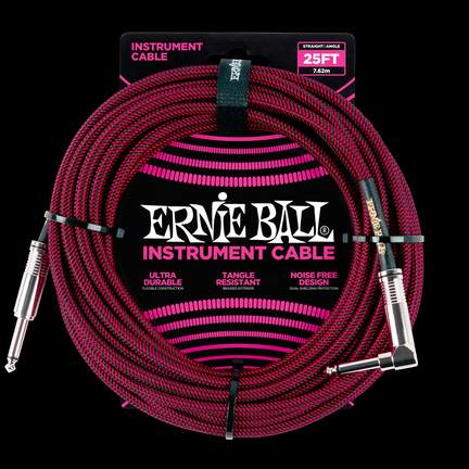 Ernie Ball 25ft Strt-angle Braided Red