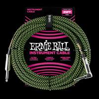 Ernie Ball 25ft Strt-angle Braided Black-green