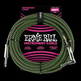 Ernie Ball 25ft Strt-angle Braided Black-green
