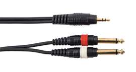 Kinsman Standard Soundcard Cable ~ 3.5mm Stereo/2 x 6.35mm Mono ~ 10ft/3m