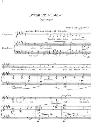 Straesser, Ewald: Fünf Lieder op. 20 for medium voice and piano (2 Copies)