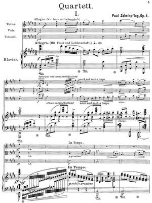 Scheinpflug, Paul: Piano Quartet in E major op. 4 for violin, viola, cello and piano