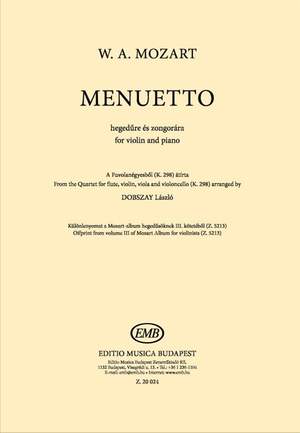Mozart, Wolfgang Amadeus: Menuetto for violin and piano