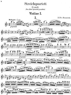 Reznicek, Emil Nikolaus von: Quartet D minor for two violins, viola and cello