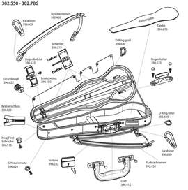GEWA Form shaped violin cases Strato Super Light Weight Shoulder strap, 1 piece, chrome-plated