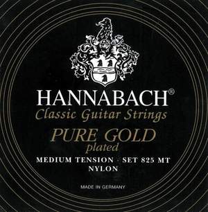 Hannabach Strings for classic guitar Serie 825 Medium tension specialized gold plated D4w