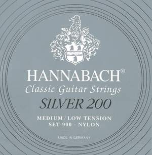 Hannabach Strings for classic guitar Series 900 Medium/Low Tension Silver 200 Set medium low