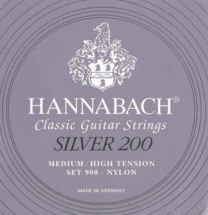 Hannabach Strings for classic guitar Series 900 Medium/High Tension Silver 200 E6w