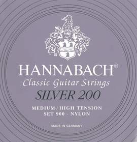 Hannabach Strings for classic guitar Series 900 Medium/High Tension Silver 200 3er Bass med-hi