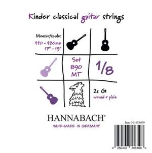 Hannabach Strings for classic guitar Serie 890 1/8 guitar for children Duel: 44-48 cm E6w