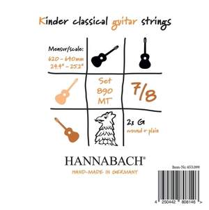 Hannabach Strings for classic guitar Serie 890 7/8 guitar for children Duel: 62-64 cm E1
