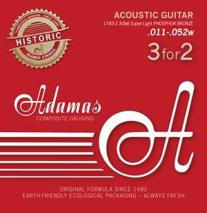 Adamas Strings for Acoustic Guitar Adamas Phosphor Bronze Historic Reissue Set of 3 Super-Light .011