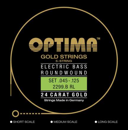 Optima E-Bass Strings Gold Strings Round Wound long scale Set 5-string reg-light