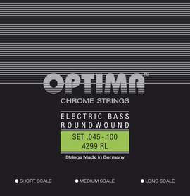 Optima E-Bass Strings Chrome Strings. Round Wound Medium Scale Set 4-string reg-light