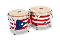 Latin Percussion Bongo Matador Wood Puerto Rican Flag