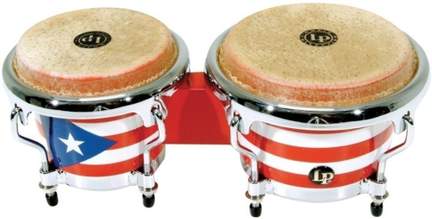 Latin Percussion Bongo Mini Tunable Puerto Rican Flag