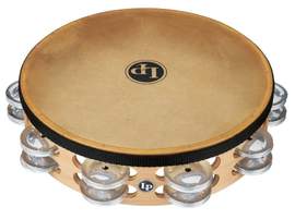 Latin Percussion Tambourine Pro 10 in Double Row With Head 10" Brass/Bronze