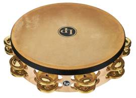 Latin Percussion Tambourine Pro 10 in Double Row With Head 10" Brass