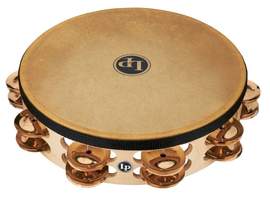 Latin Percussion Tambourine Pro 10 in Double Row With Head 10" Bronze