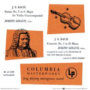 Bach: Violin Sonata No. 3, BWV 1005 & Violin Concerto in D Minor, BWV 1052R
