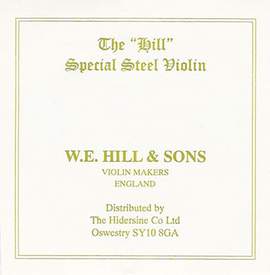 W. E. Hill Violin String E. Ball End. Strong