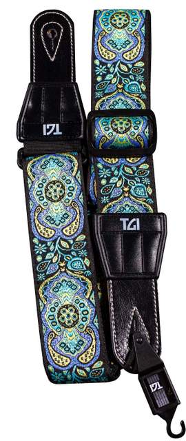 TGI Guitar Strap Woven Cotton Persian Stitch - Purple & Yellow