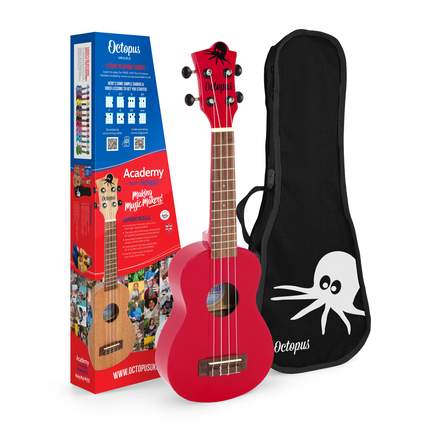 Octopus Academy Soprano Ukulele ~ Candy apple red