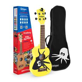 Octopus Academy graphic soprano ukulele - Yellow with Octopus design