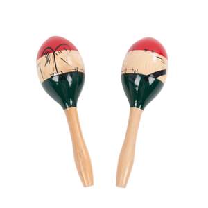 Percussion Plus large wooden maracas with colourful design