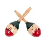 Percussion Plus large wooden maracas with colourful design Product Image